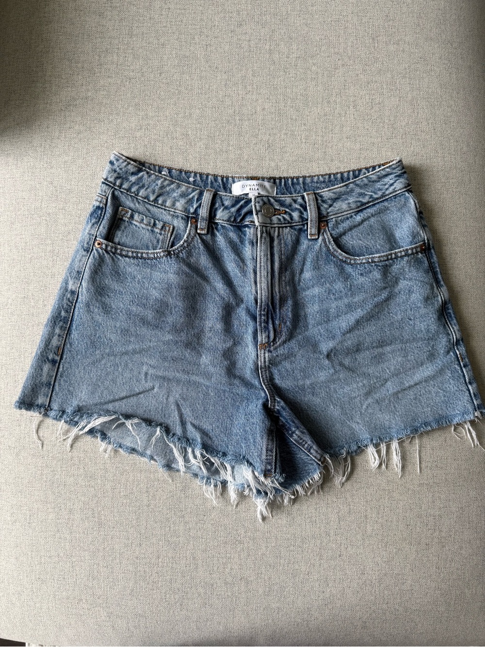Dynamite Light Blue High-Rise Frayed Denim Shorts
